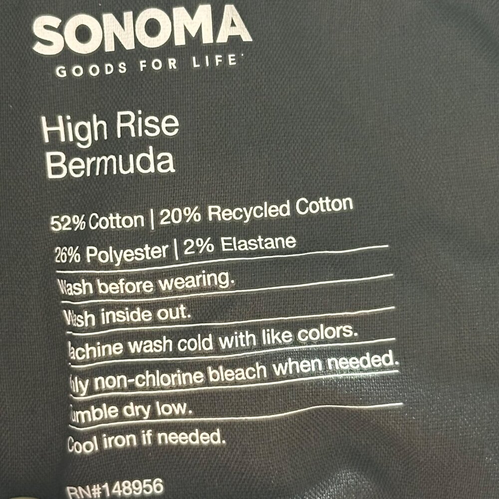 Sonoma Womens High Rise Black Denim Bermuda Shorts Size 12 Cotton Blend - Picture 5 of 9